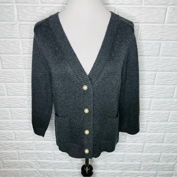 CABI #3533 Cultured Cardigan Sweater in Charcoal Gray Size M - Picture 5 of 11